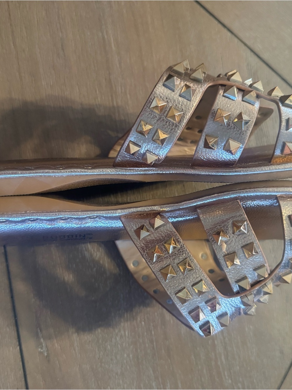 Cape Robbin Metallic Gold Stud Slide Sandals - Picture 11 of 13